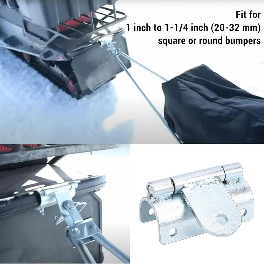 POCREATION Universal Metal Snowmobile Bumper Hitch, Tow Hook, 1 to 1-1/4 Inch Square or Round Bumper Compatible