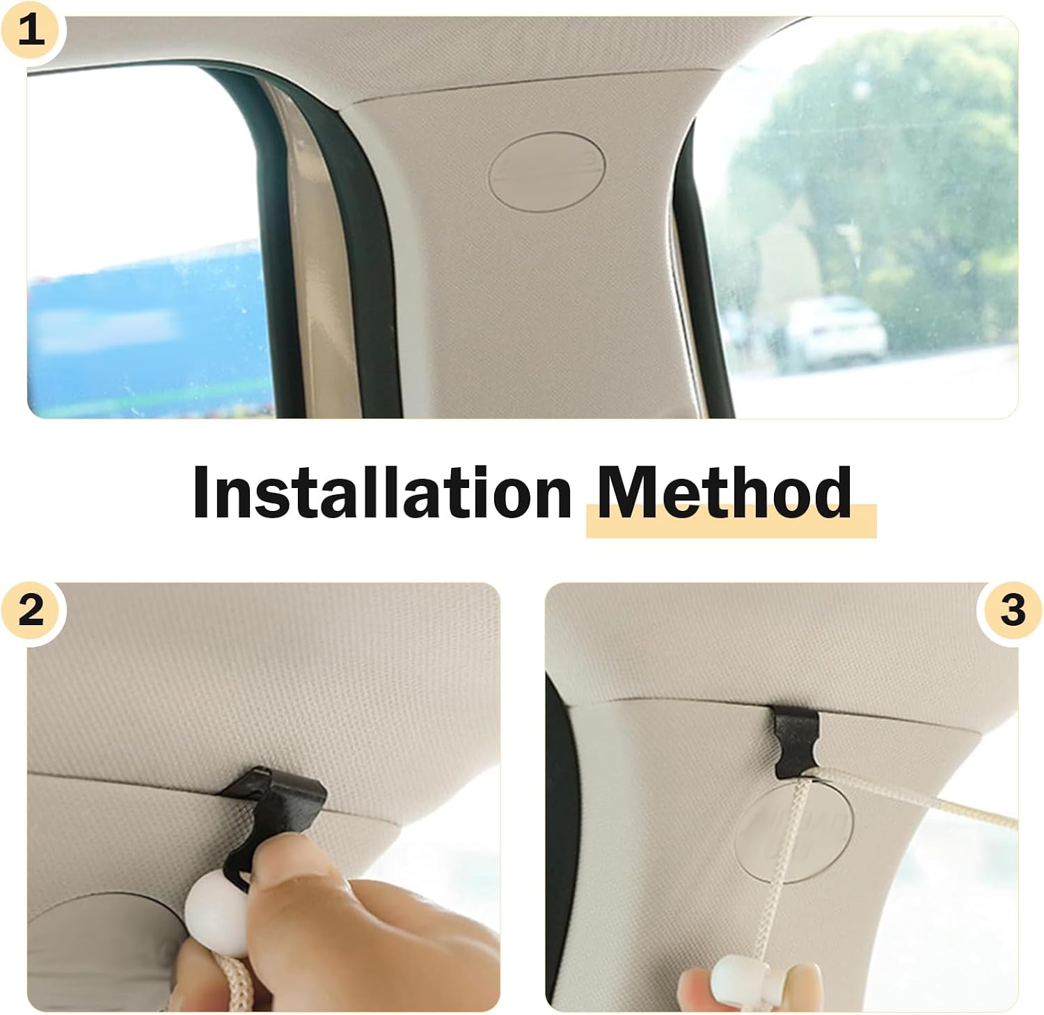 Car Privacy Curtain, Front and Rear Seat Partition Curtain, 3D Floral Tassel Edge Cotton Blackout Curtain, Suitable for Most Sedans (Beige)