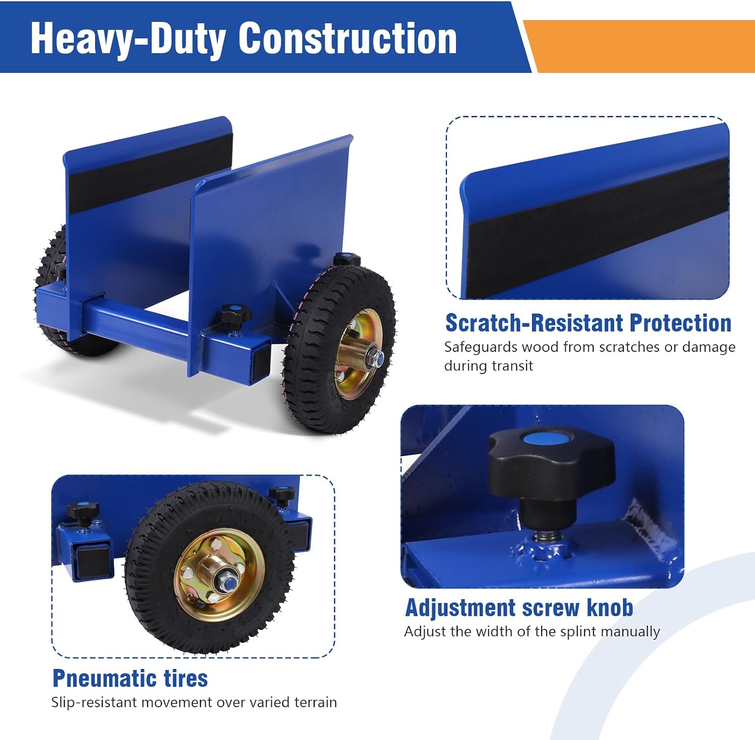 All Terrain Panel Dolly 550 lbs Capacity with Pneumatic Wheels for Drywall | Heavy-duty steel construction with pneumatic wheels, perfect for drywall, doors, and plywood transport indoors and outdoors.