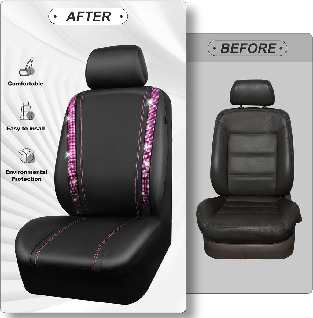 car pass leather bling diamond car seat covers, side view