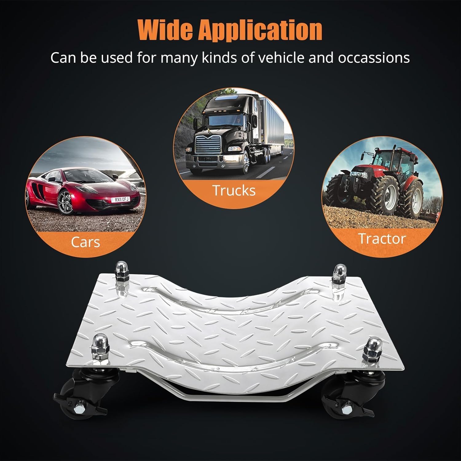 GarveeHome Car Wheel Dolly, 6000LBS Load Bearing Car Dolly Set of 4, Heavy-Duty Vehicle Dolly for Moving Cars, Trucks, Trailers, Motorcycles and Boats, Silver