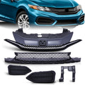 Front Grill for 2014 to 2015 Honda Civic Upper & Lower Grille with Fog Lamp Cover, Black Factory Style Replaces 71120-TS8-A51, 71105-TS8-A51