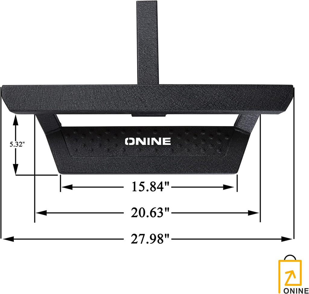ONINE Texture Black Hitch Step with Hitch Lock and Stabilizer Fit 2” Receiver, Rear Bumper Guard, Hitch Armor