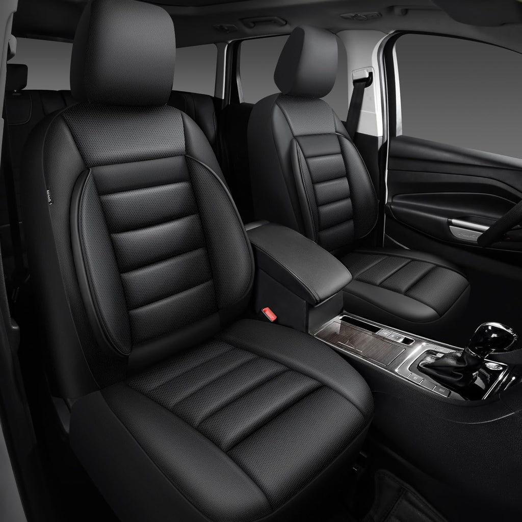 car pass faux leather car seat covers front, front angle view