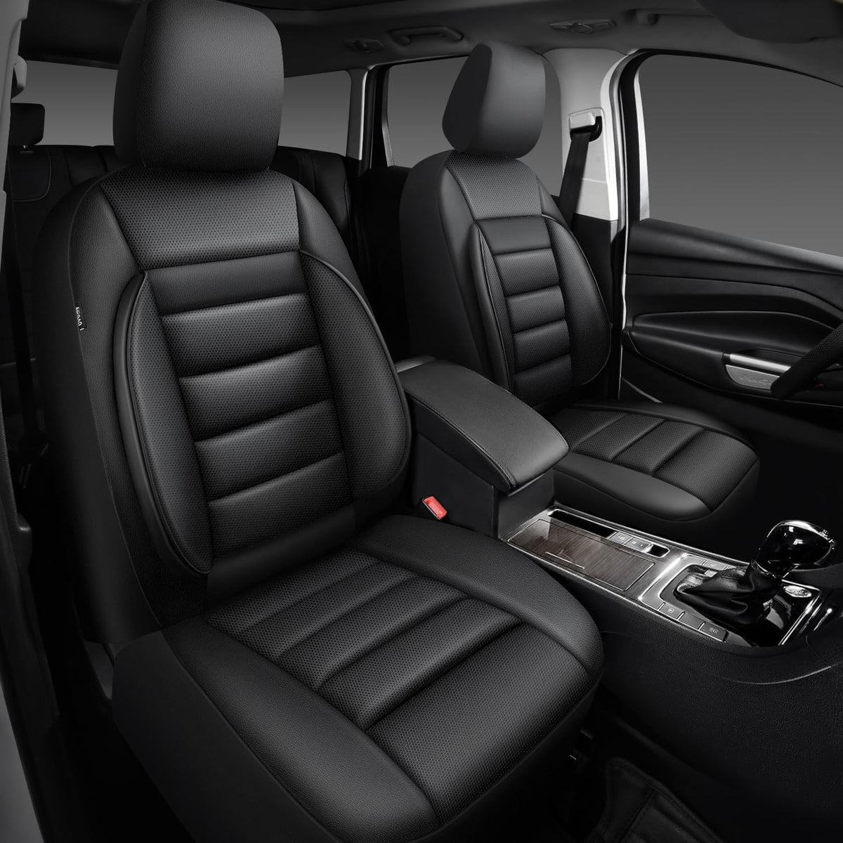 car pass faux leather car seat covers front, front angle view