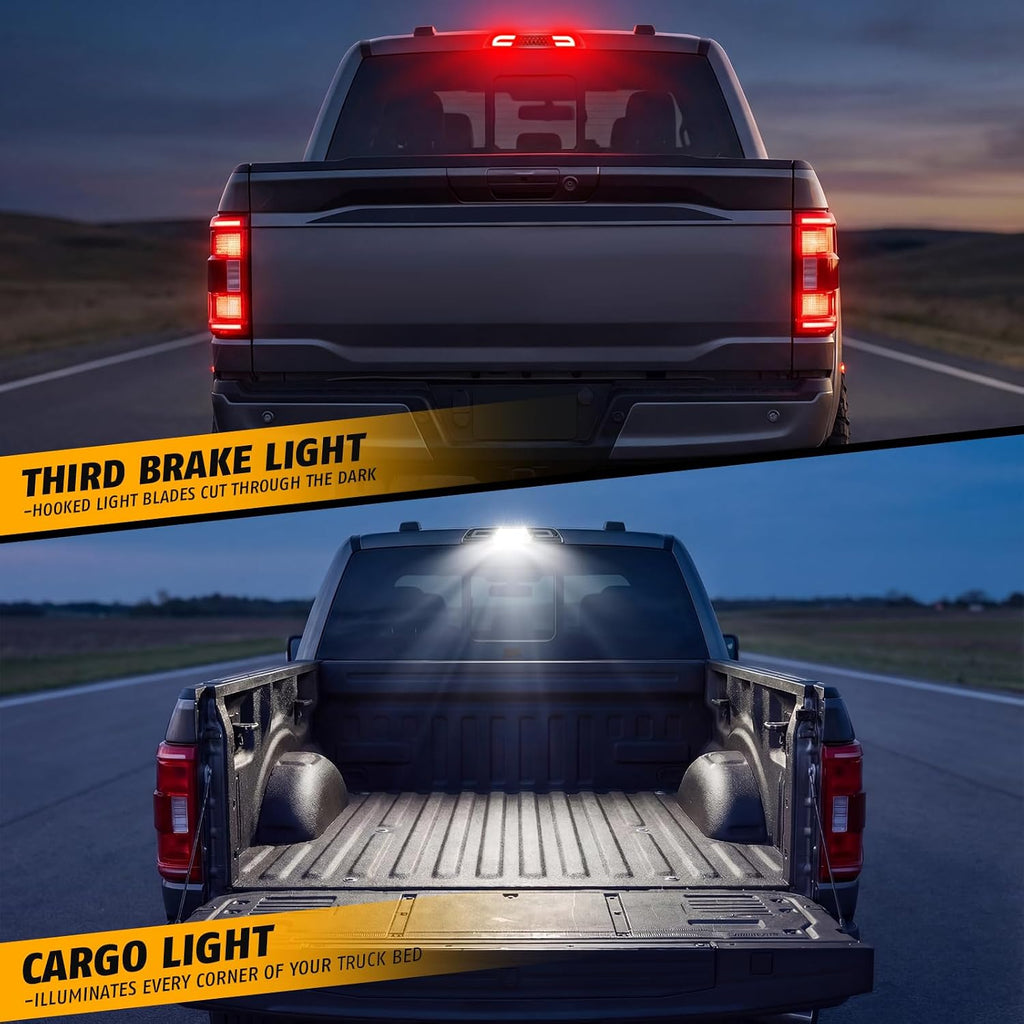 Upgrade High-Performance LED Third Brake Light for 2015-2024 F-150 2017-2024 F-250 F-350 F-450 Super Duty Ranger Maverick High Mount LED Stop Lamp with Smoked Lens