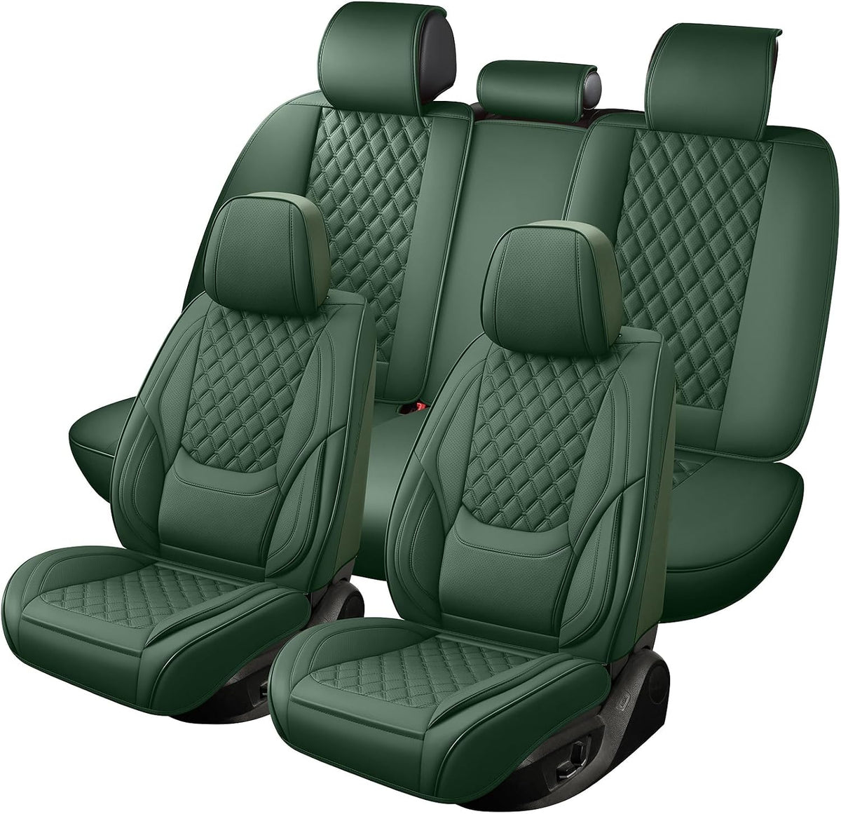 green car seat covers full set,5 seat leather shown in use