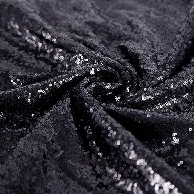 JYFLZQ Black Sequin Backdrop Curtains 8ft x 8ft 1 Panel Halloween Backdrop Gl...