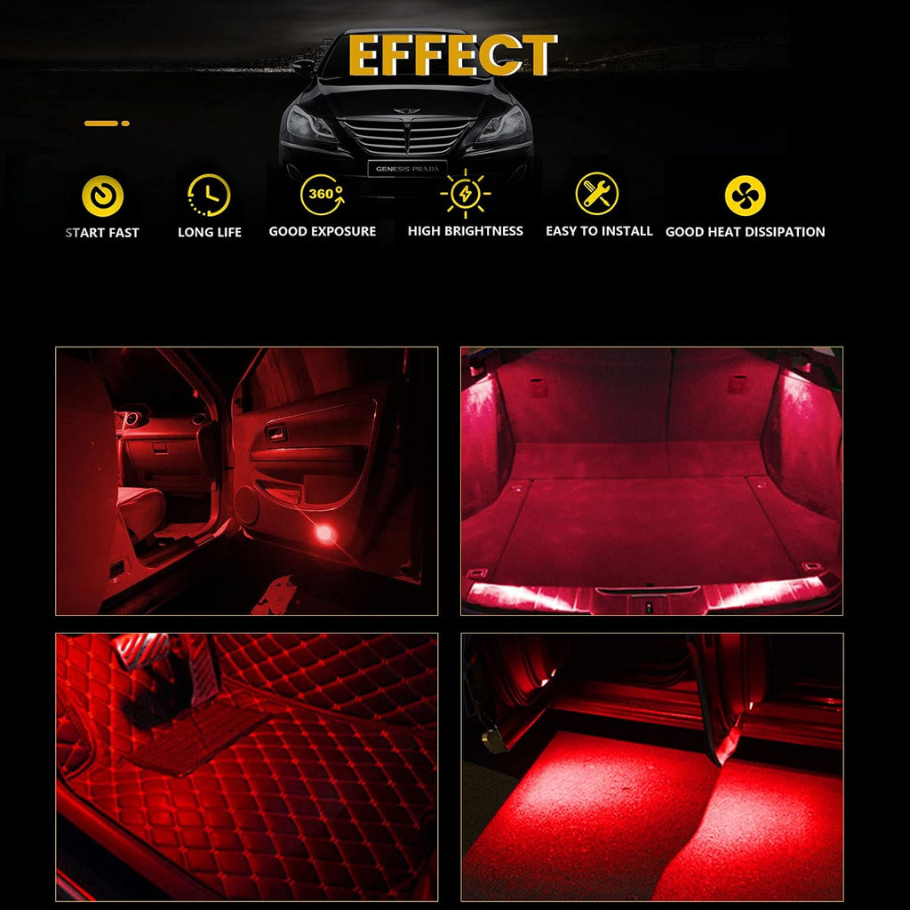 YM E-Bright 20-Pack 194 Led Bulb Red, 5050 5-SMD T10 194 168 W5W 2825 LED Bulb For Car Interior Lights Dome Map Trunk Clearance Dashboard License Plate Light Lamp DC 12V