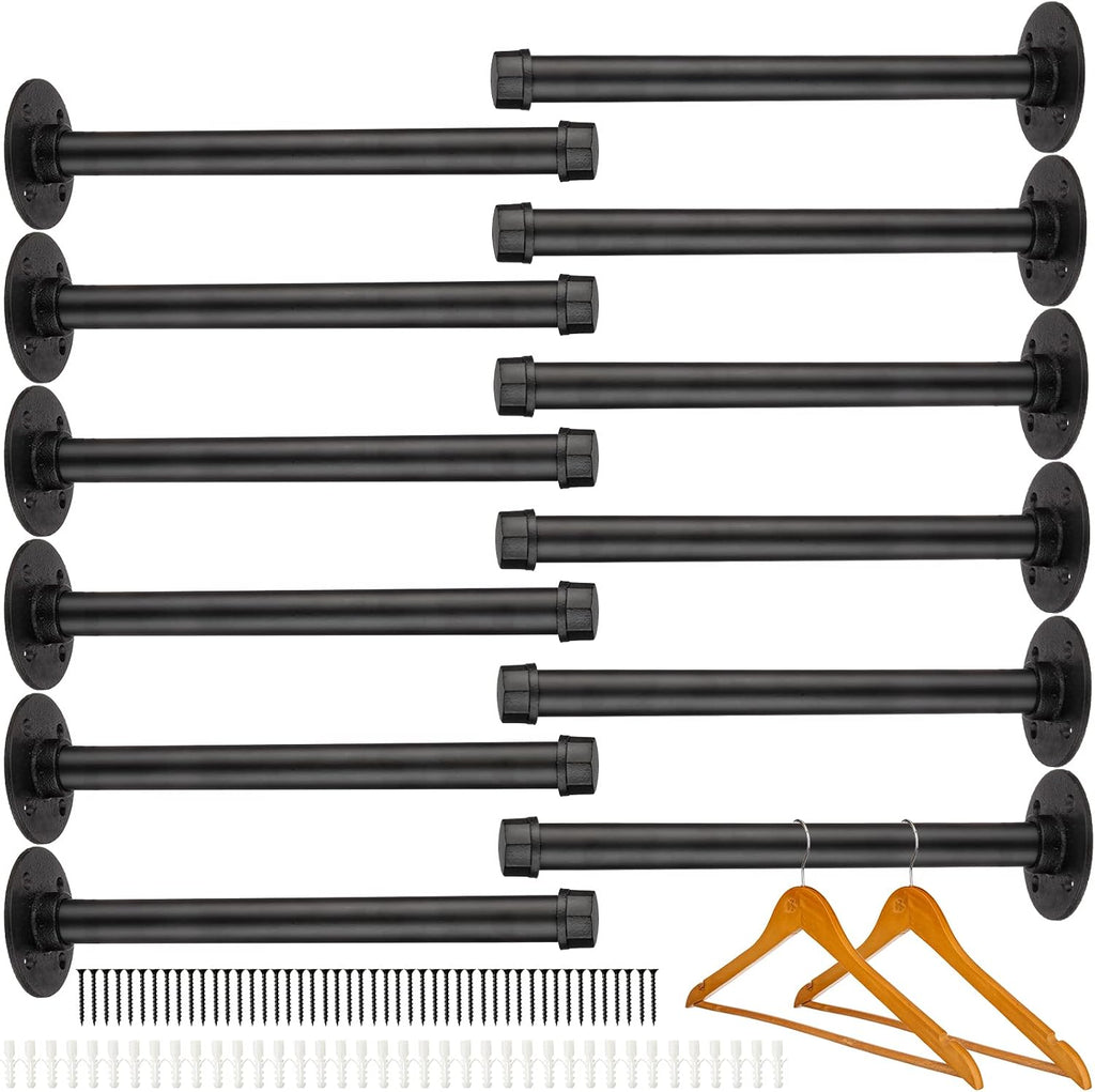 hoteam set of 12 industrial pipe shelf brackets, main product view