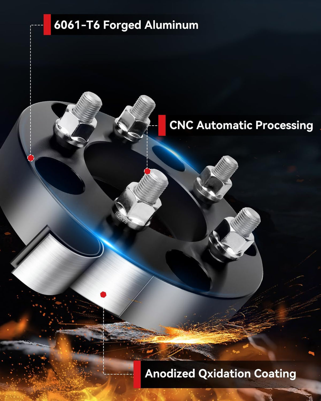 YIZBAP 5x5.5 to 5x4.5 Wheel Adapter, 1.25 inch 5x139.7mm to 5x114.3mm Wheel Adapters 87.1mm Hub Bore with 1/2-20 Thread Pitch