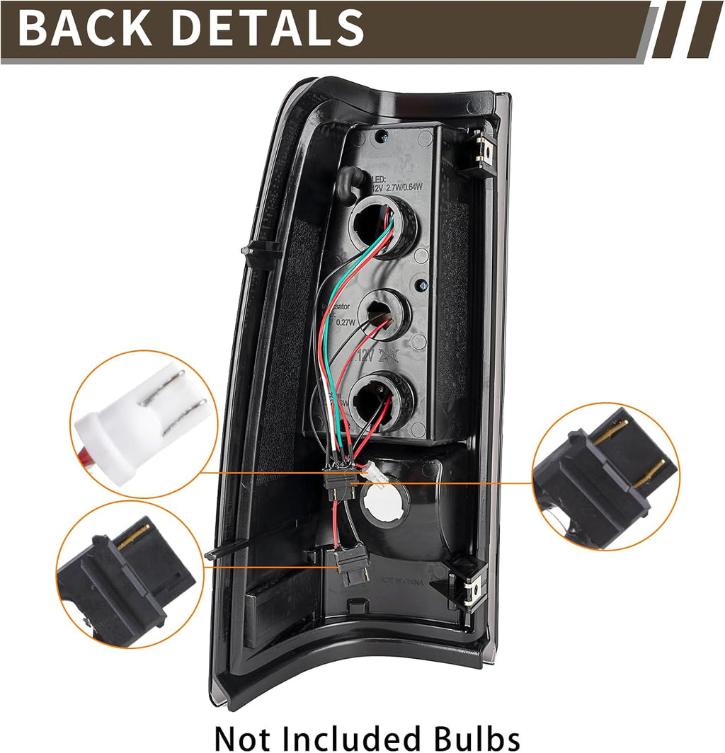 Tail Light Assembly Compatible With Chevy Silverado 1500 2500 3500 2003-2006 Driver and Passenger Side LED Smoke Black Rear Brake Lamps With Bulb Inside And Wiring Harness