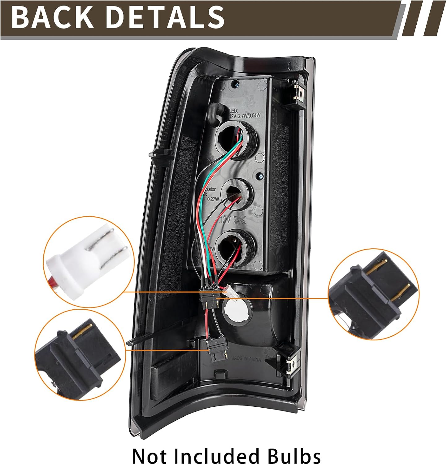 Tail Light Assembly Compatible With Chevy Silverado 1500 2500 3500 2003-2006 Driver and Passenger Side LED Smoke Black Rear Brake Lamps With Bulb Inside And Wiring Harness