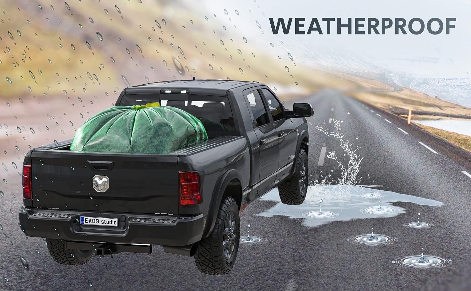 TidyFriend Truck Bed Bag 101" x 75" x 50", Heavy Duty Waterproof Truck Bed Storage Liner with Drawstring – Reusable Dumpster Bag for Waste Management, Hauling, and Moving (Green)