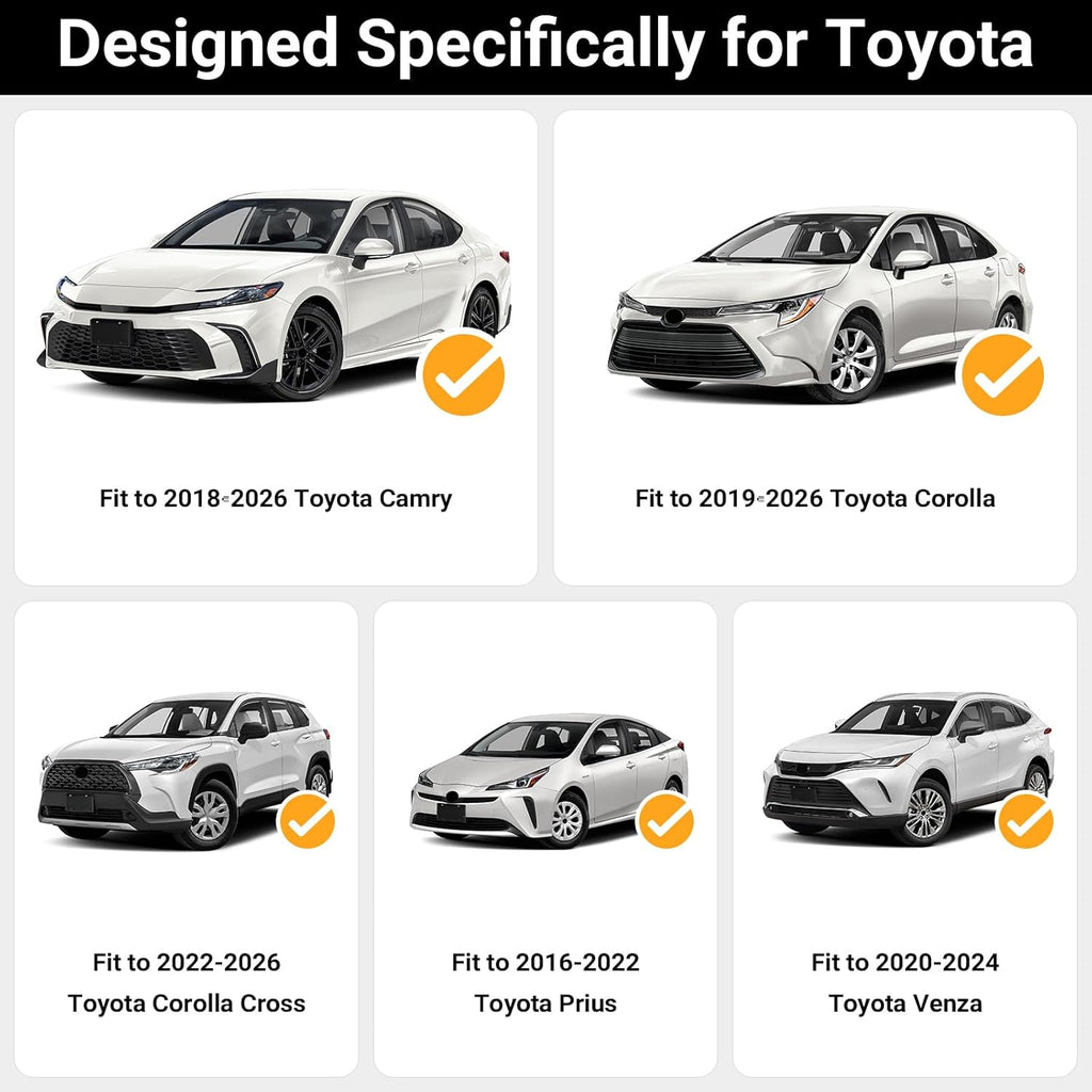 Car Door Handle Cover Protector Compatible with Toyota 2018-2026 Camry & 2019-2026 Corolla & 2022-2026 Corolla Cross & 2016-2022 Prius & 2020-2024 Venza Accessories Glossy Black ABS Material