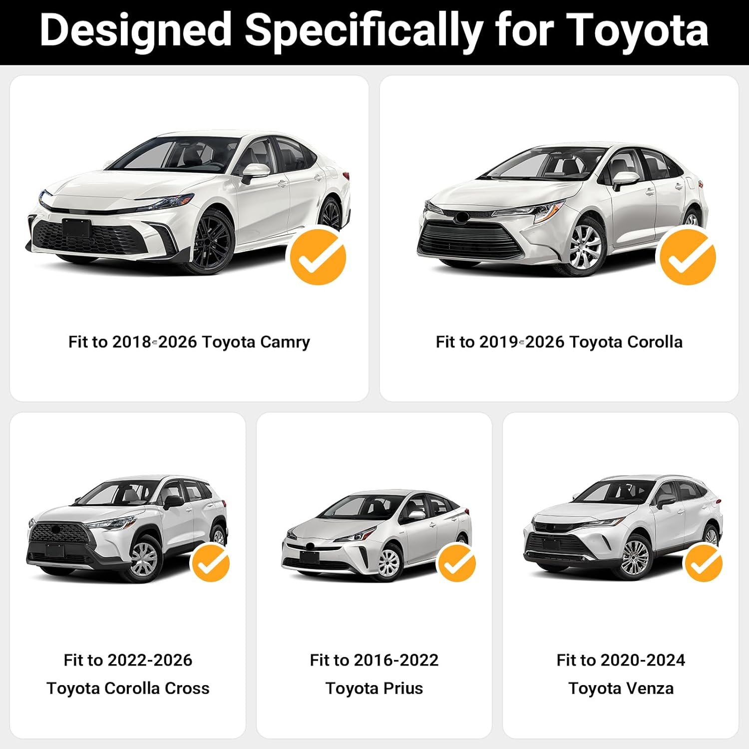 Car Door Handle Cover Protector Compatible with Toyota 2018-2026 Camry & 2019-2026 Corolla & 2022-2026 Corolla Cross & 2016-2022 Prius & 2020-2024 Venza Accessories Glossy Black ABS Material