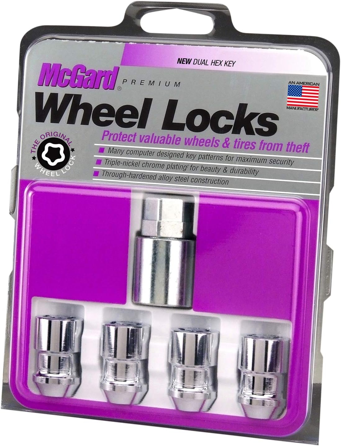 McGard 24137 Chrome Cone Seat Wheel Locks (M12 x 1.5 Thread Size) - Set of 4