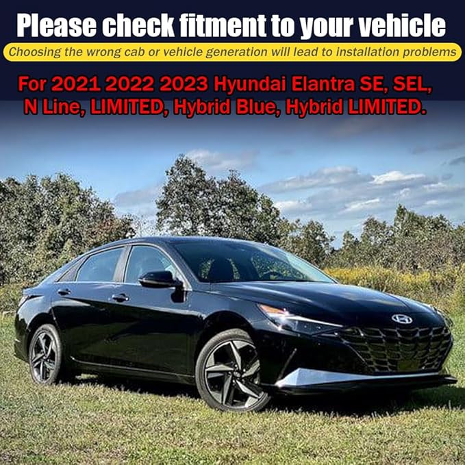 Rain Guards for Hyundai Elantra 2021 2022 2023, Tape-on Side Window Deflectors - Image 6