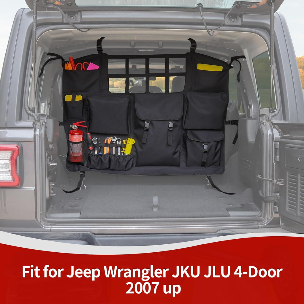 RT-TCZ for Wrangler JK JL Trunk Storage Bag Organizer with Multi-Pockets Tool Kits Cargo Bag for Jeep Wrangler JK JKU JL JLU