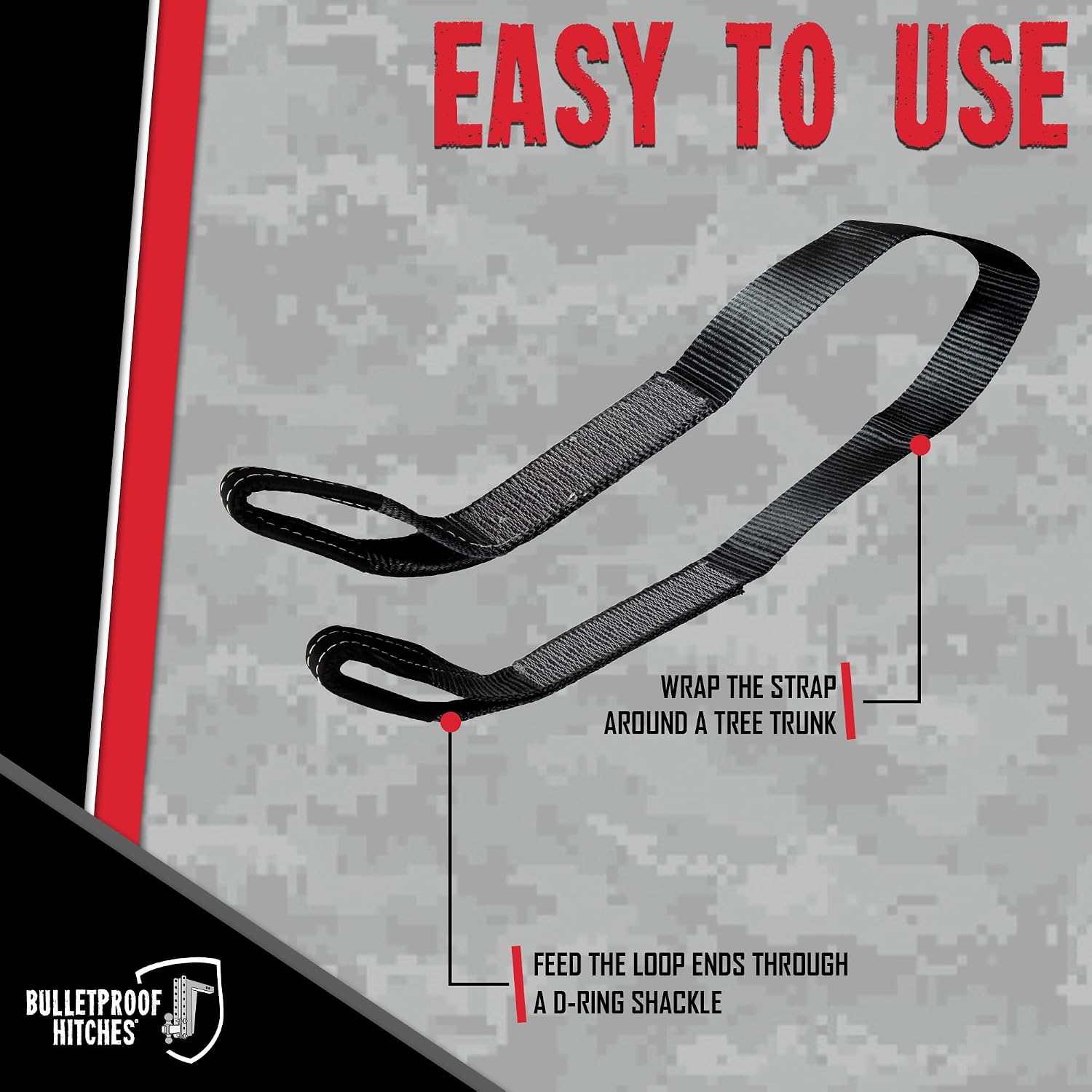 BulletProof Hitches - 3" x 6' Tree Saver Tow Strap - Winch Tree Saver Strap with 30,000 lbs Breaking Strength - Offroad Recovery for Jeep, 1500/F150 Trucks - Towing Winch Recovery Straps