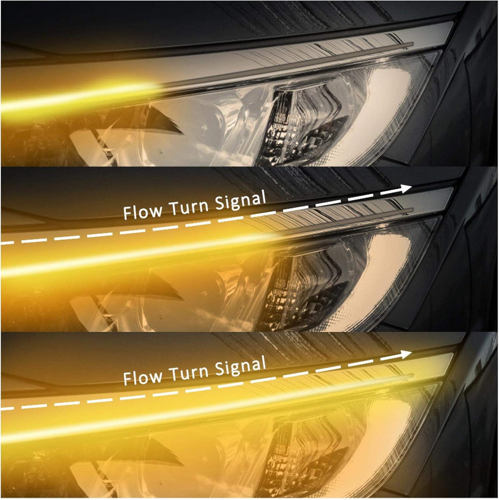 Flexible Led Light Strip, 2PCS 60cm Ultra Thin Car Soft Tube LED Strip DRL Daytime Running Light Turn Lamp