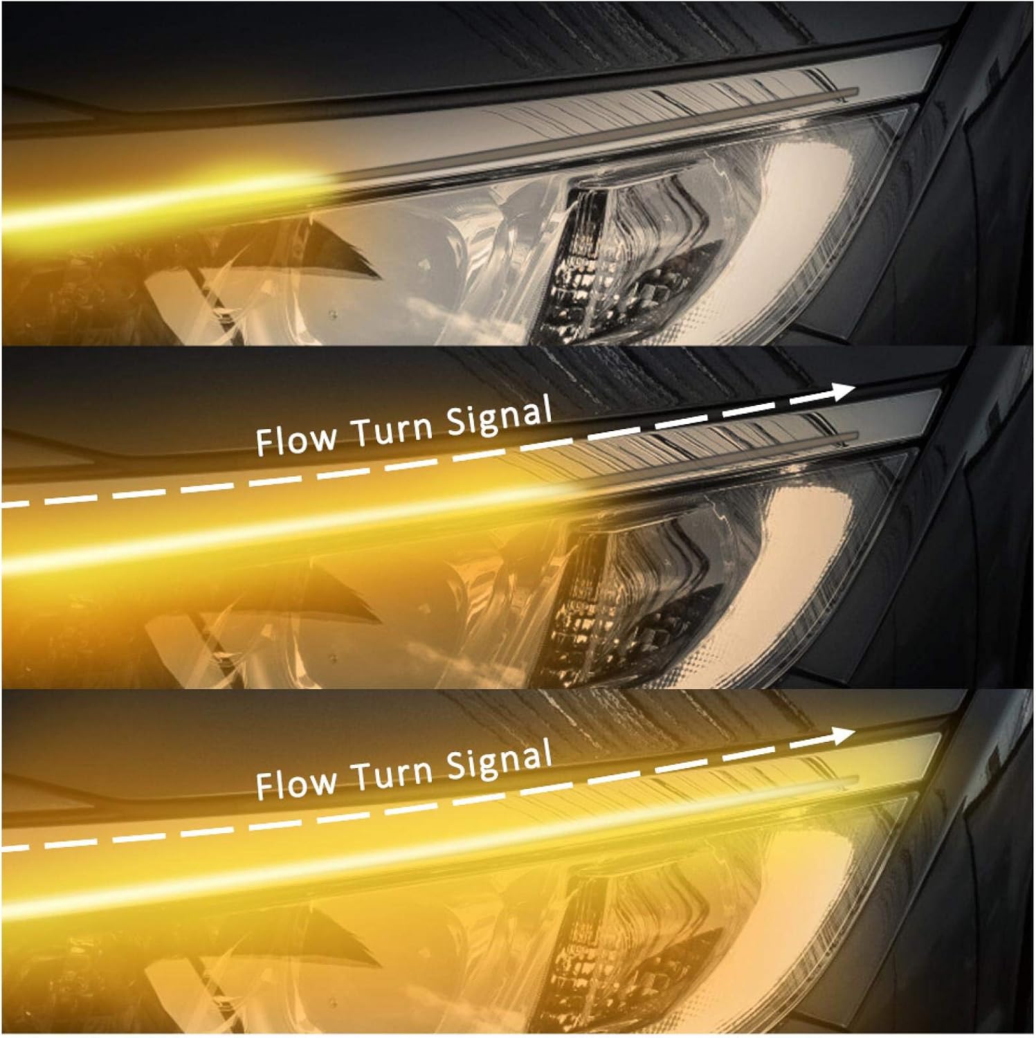 Flexible Led Light Strip, 2PCS 60cm Ultra Thin Car Soft Tube LED Strip DRL Daytime Running Light Turn Lamp