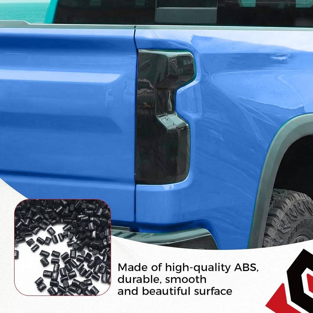 Taillight Protector Covers Compatible with Chevrolet Silverado 2019-2025, Gen 4 ABS Smoked Black Tail Light Protective Bezels, Custom-Fit Rear Taillight Shell Accessories (2PCS)