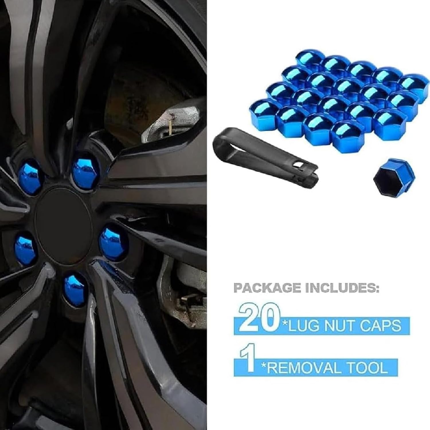20pcs Wheel Nut Covers for Hyundai Tucson Ibrida 2022-2026, Bolt Caps Hub Screw Cover Caps Hub Screw Protectors Accessories,B/19mm-A/Blue
