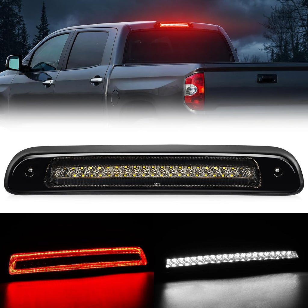 LED Third 3rd Brake Light Plug-and-Play High Mount Stop Light Replacement for 2000 2001 2002 2003 2004 2005 2006 Toyota Tundra, Rear Cab Center Tail Cargo Lamp Smoked Lens Assembly
