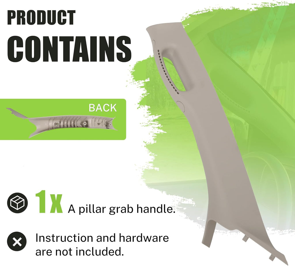 ECOTRIC Left Driver Side Grab Handle A Pillar Windshield Post Trim Molding for 2002-2010 Dodge Ram 1500/2500/3500 Pickup Replacement for 1TE75BD1AA 1TE75TL2AA 5GR29TL2AF 5GR29TL2AG