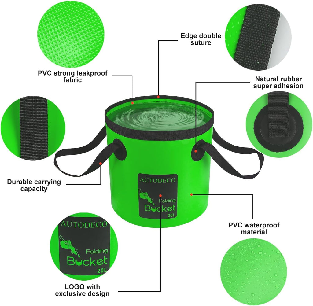 20L Collapsible Bucket 5 Gallon Water Container Folding Water Bucket with Handle Portable Wash Basin