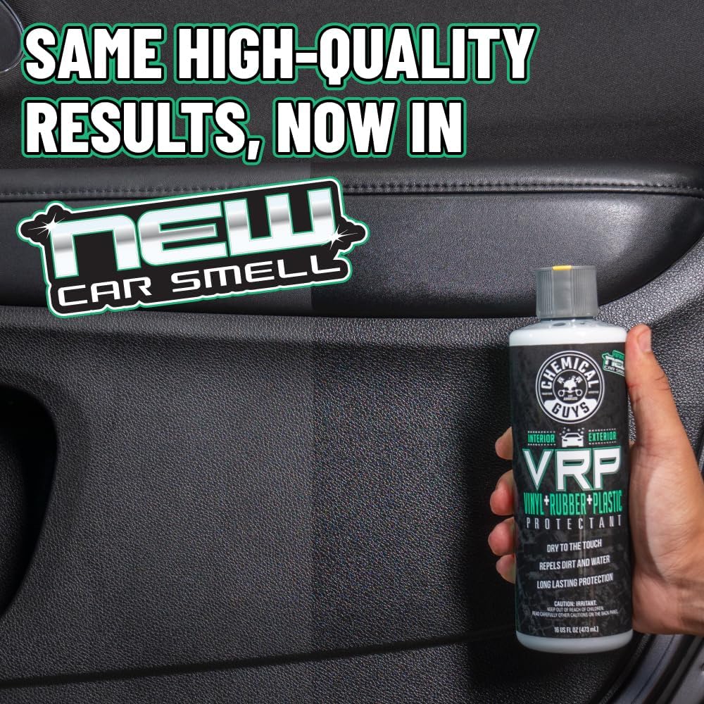 Chemical Guys VRP Vinyl, Rubber and Plastic Protectant, Super Shine Dressing for Tires, Trim and More, Safe for Cars, Trucks, SUVs, & More (16 Fl oz) - New Car Scent