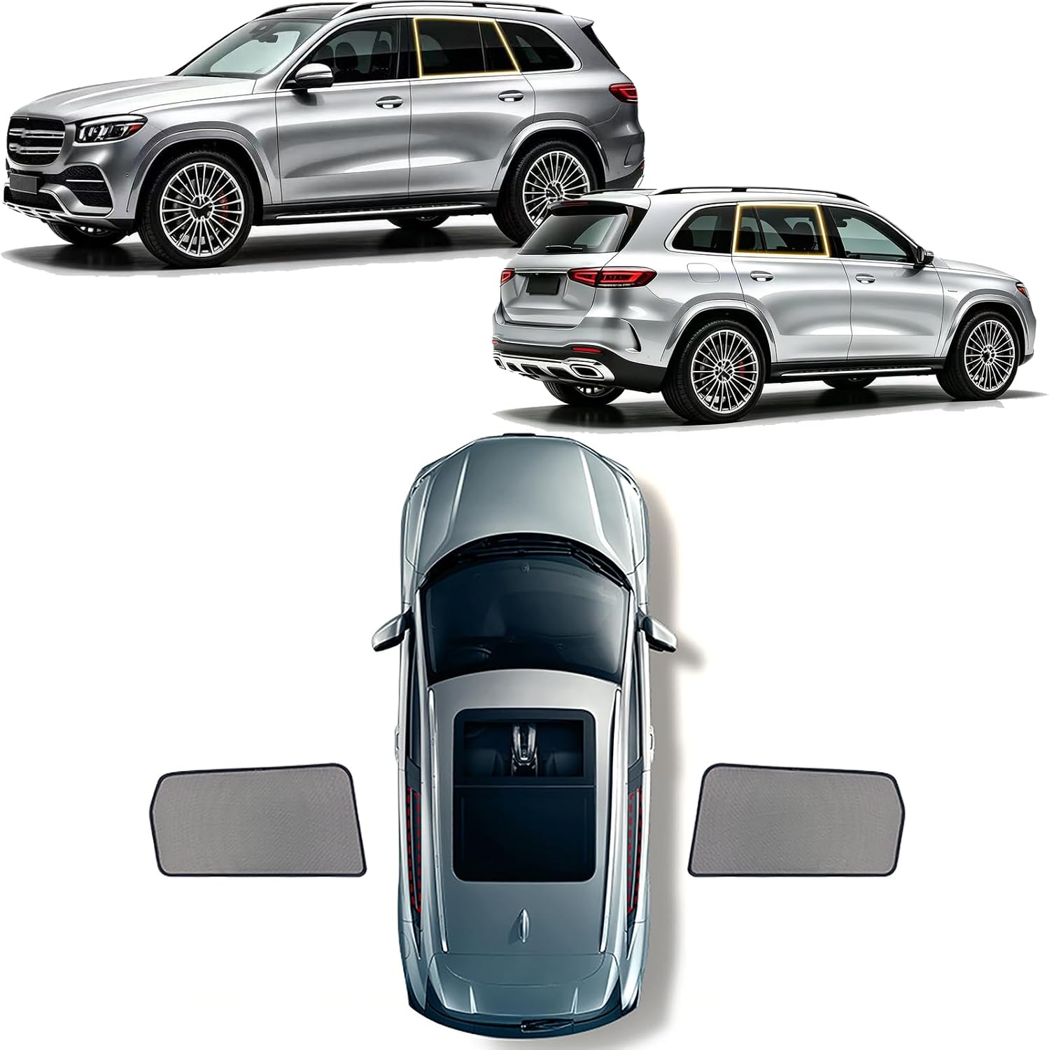 Car Side Window Sun Shades for KIA Sorento 2021-2025,Protector Sun Shield and UV Rays Privacy Protection,Breathable Mesh SidePrivacy,Rear Seats 2PC