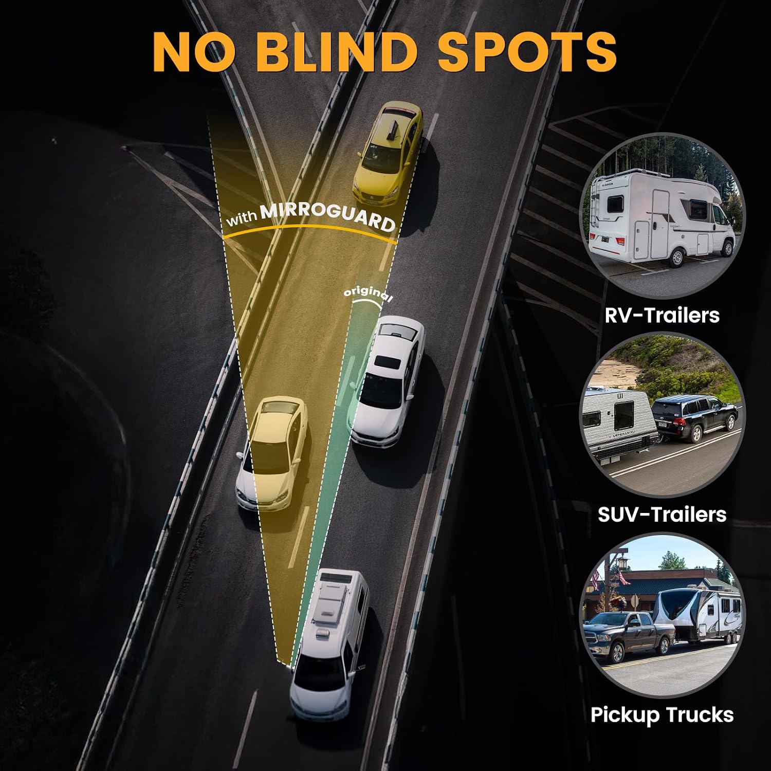 Universal Towing Mirrors Extenders for Towing, Clip-on Towing Mirror Adjustable Convex Rearview Mirrors for Vehicle Car Truck Trailer RV SUV, Side Mirror Extensions for Towing, 2 Pack