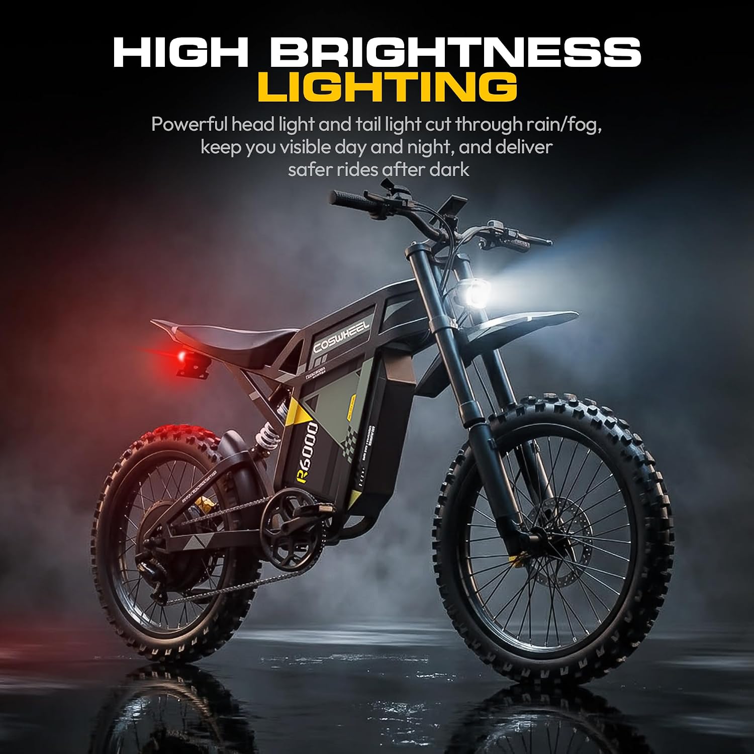 COSWHEEL Electric Dirt Bike for Adults, 7000/9000W Peak Motor Electric Motorcycle, 60/72V 30/40Ah Battery, Up to 55/60MPH Off Road Electric Bike, 17/19” Tires, Dual Suspension, Hydraulic Brakes