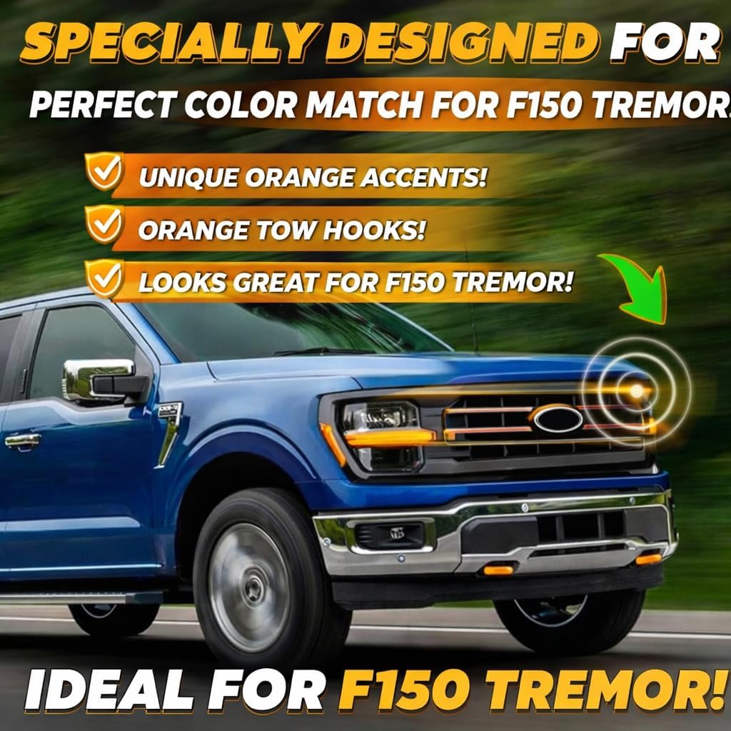 Tow Hook Covers Compatible with 2004-2026 F150 Accessories Bronco Base/Big Bend/Outer Banks-Fit for 2017-2021 Tundra Accessories-Upgrade Design, Silicon Rubber (F150 Tremor Orange)