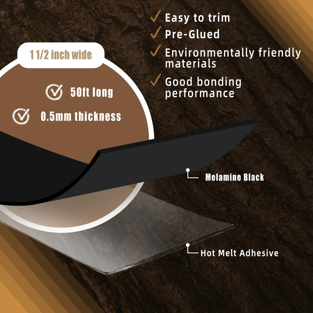 gscit club black melamine edge banding, 1 1/2 shown in use