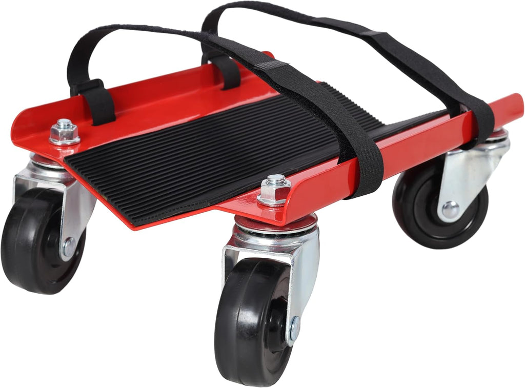 Snowmobile Dolly Heavy Duty V-Slide with 2.5" Swivel Casters & Rubber Pads, 1500lbs Capacity, Red