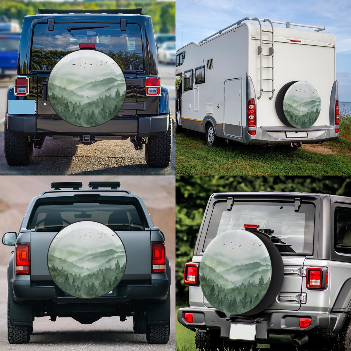 Spare Tire Cover Watercolor Wheel Covers Protectors Waterproof Dust-Proof Universal Fit Trailer, RV, SUV and Many Vehicle 15 Inch,A-139