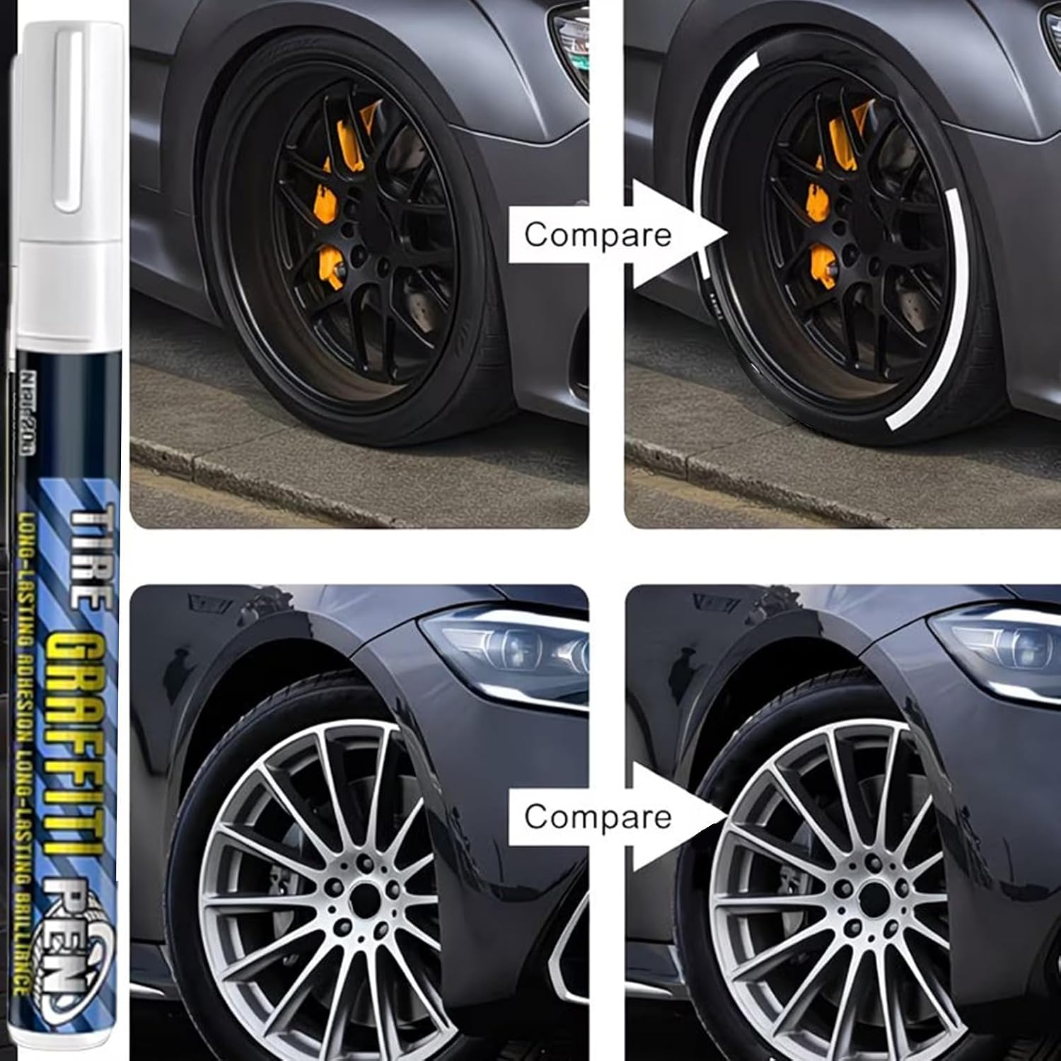 Tire Pen | Vehicle Wheel Modification Supplies,Tyre Lettering Paint Pen Drivers Trucks RVs Motorcycles Detailers Shops Modifiers Racers Restorers Shows