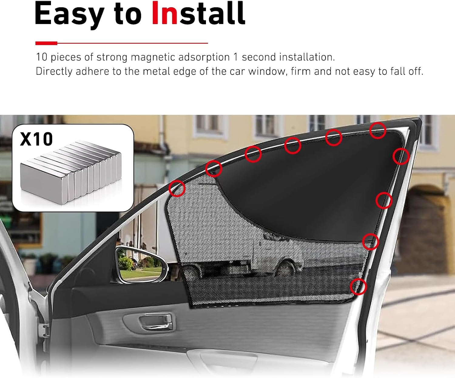 2 PCS Car Window Shades, Semi-shading Semi-breathable Driver Side Window Shade, Splicing Anti-glare Heat-insulating Privacy Covers, Universal for Most Cars (Black)