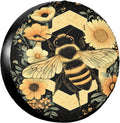 Tire Cover Waterproof for Jeep Trailer SUV Truck Rv – Honey Bee Flowers Hexagons 15 Inch Universal Spare Wheel Covers for Sun Rain Snow Uv Protection, Dust-Proof Tire Protectors