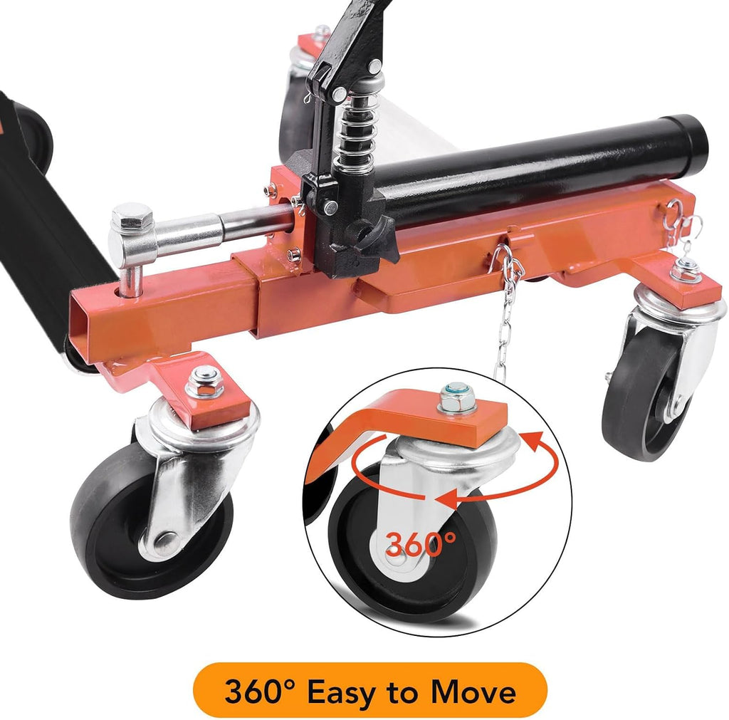 PeakPursuit Car Wheel Dolly Jack Set of 4, 1500 LBS Capacity Hydraulic Car Dolly, Heavy Duty Rollers with Foot Pedal for Car Truck RV Trailer