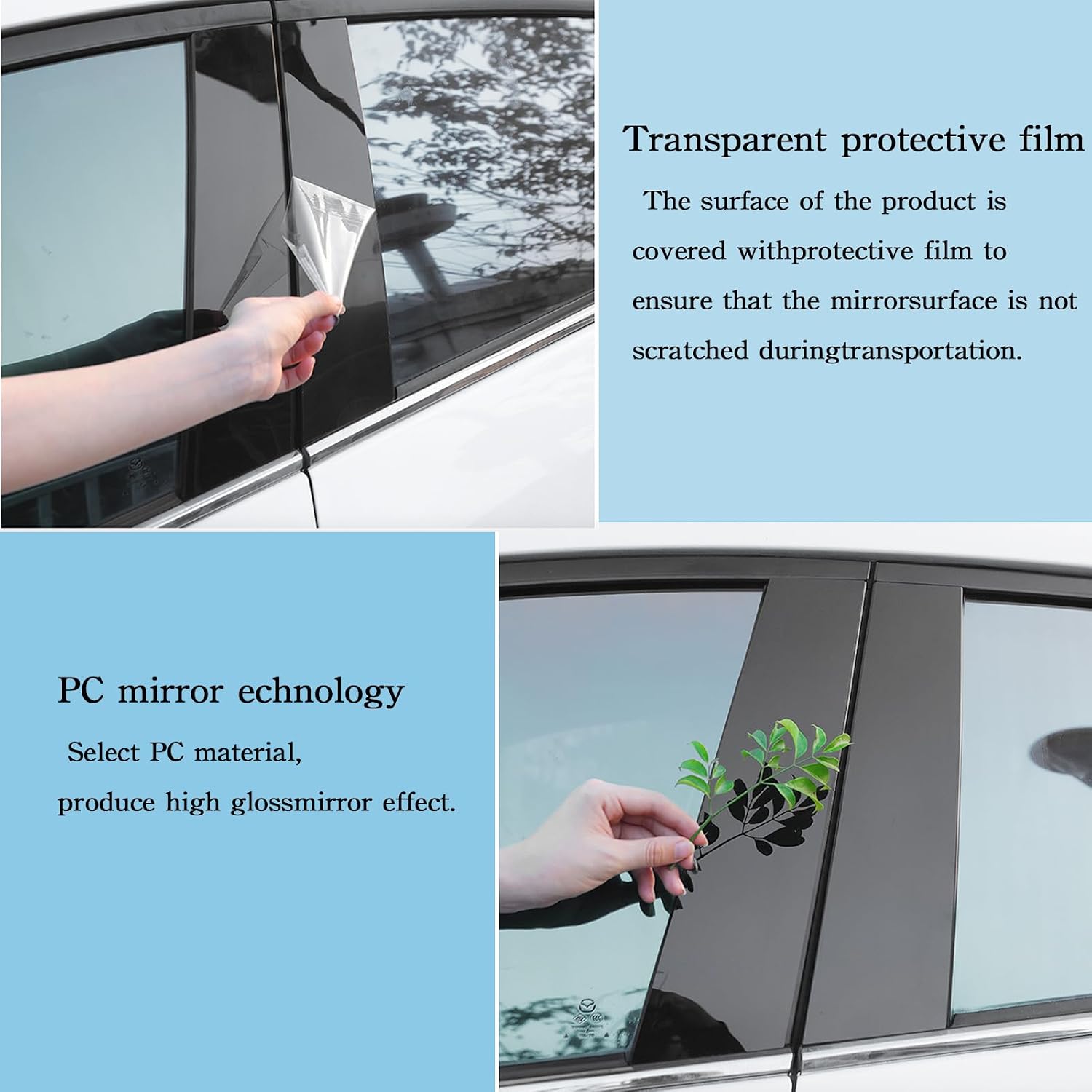Door and Window Pillar Accessories Fit for Subaru Forester 2013-2018 Car Printed Chrome Door and Window Pillar Trim, PC Material, Scratch Resistant 8 PCS - Bright Black