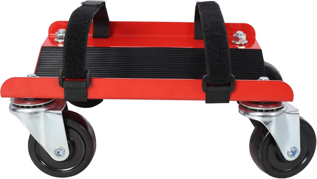 Snowmobile Dolly Heavy Duty V-Slide with 2.5" Swivel Casters & Rubber Pads, 1500lbs Capacity, Red