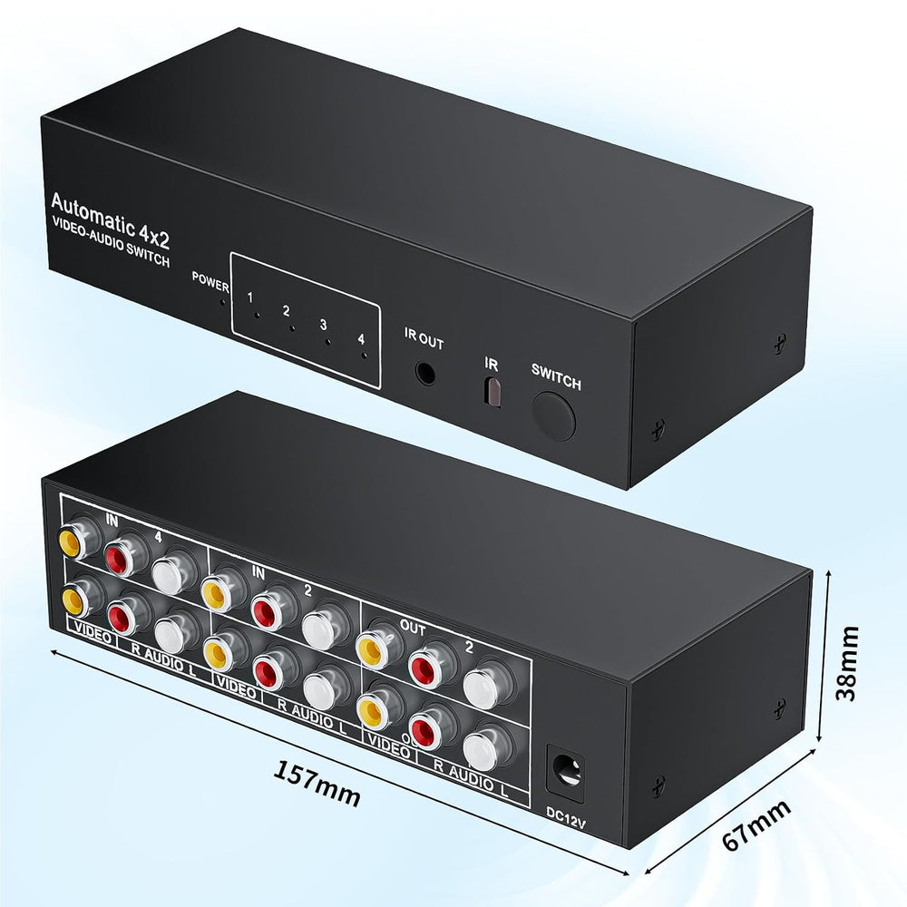 BolAAzuL 4x2 RCA Switch Splitter Composite Video L/R Audio Selector Box