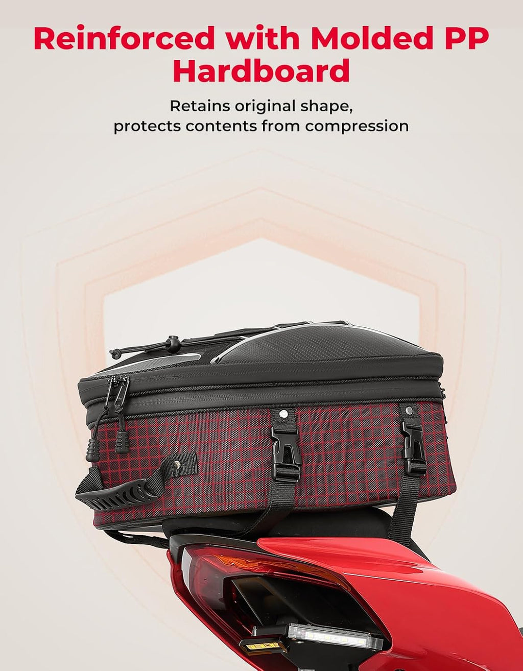 KEMIMOTO Motorcycle Tail Bag, Dual Use Motorcycle Rear Seat Bag with Waterproof Rain Cover, 22L-34L Expandable Motorbike Helmet Bag Luggage Storage Backpack with 6 straps
