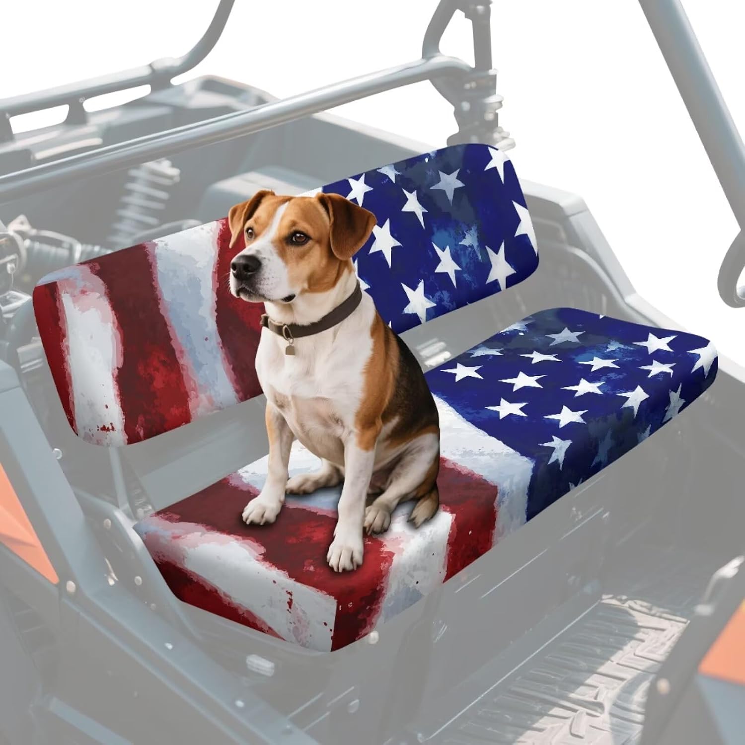 Poceacles Mule UTV Seat Cover Patriotic Decoration UTV Accessory Farm Vehicle Decor, Compatible with Kawasaki Mule 3000 3010 3020 4000 4010 2001-2023 2025, Stars and Stripes