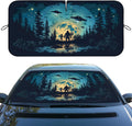 Bigfoot Alien Car Windshield Sunshade - Folding Moon UFO Trees Heatshield Front Window Sun Shade Visor Protector for Sedan Truck SUV - 59" L x 31.5" W