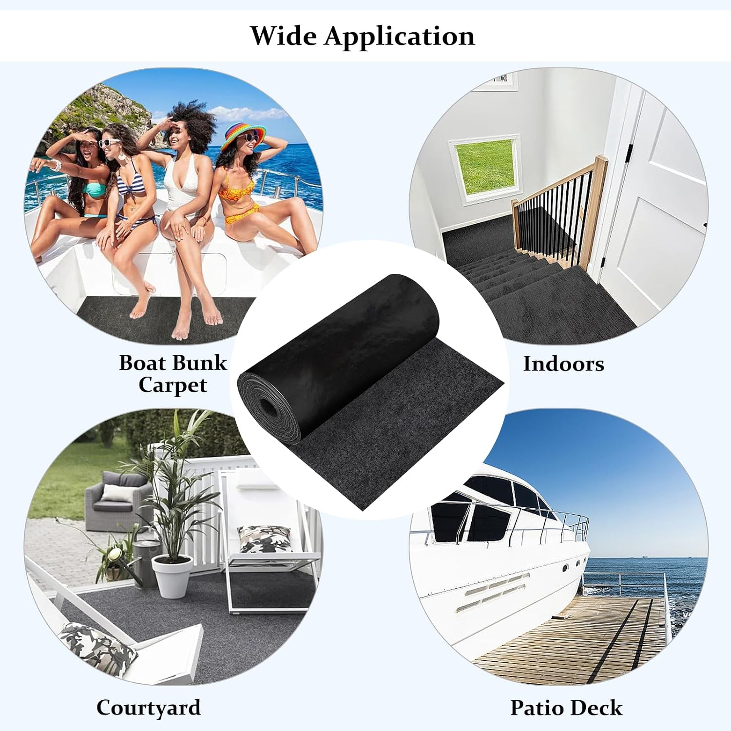 Boat Trailer Bunk Carpet, 12Inch x 13Ft Marine Carpet for Boats, Waterproof Trailer Boat Bunk Padding Mat for Boat Trailers Jet Ski Ramp Garage Dock